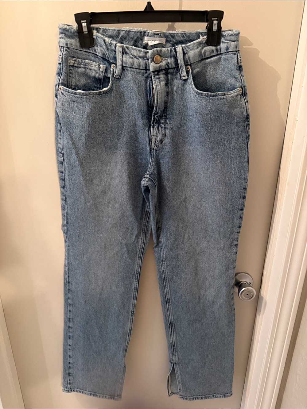 Good American Light Blue Straight Leg High-Rise Jeans